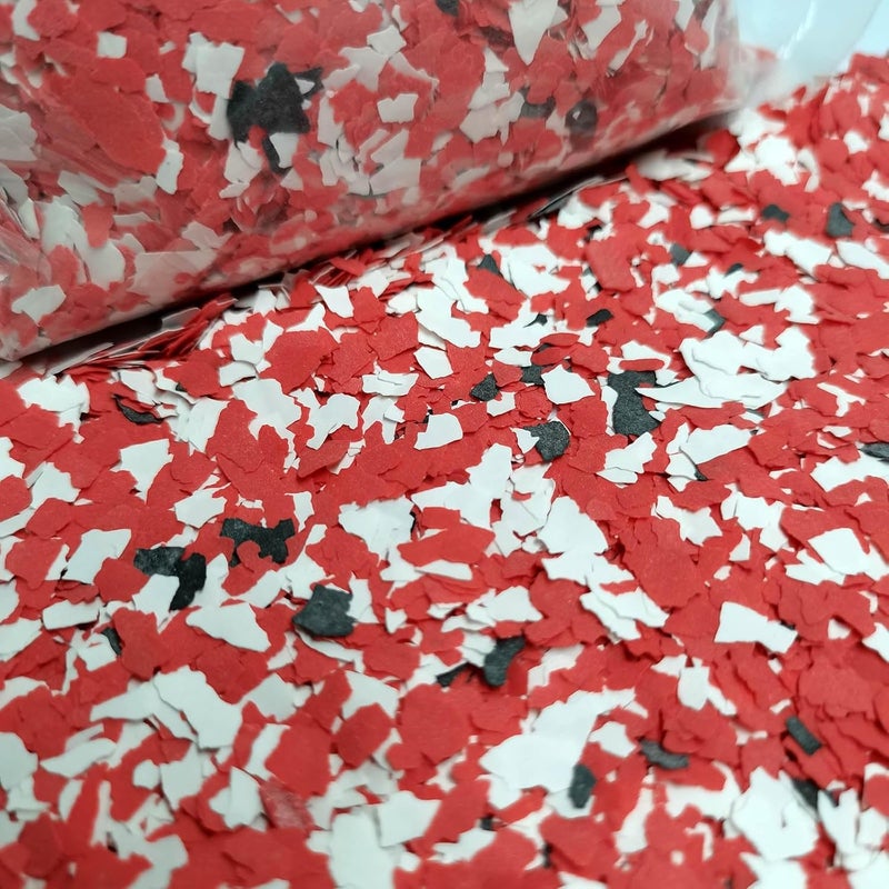 Alkrogiha Epoxy Flakes for Flooring, 450G Decorative Color Chips for Concrete, Epoxy Resin and Countertops, Durable - Black, White, Red - Image 1
